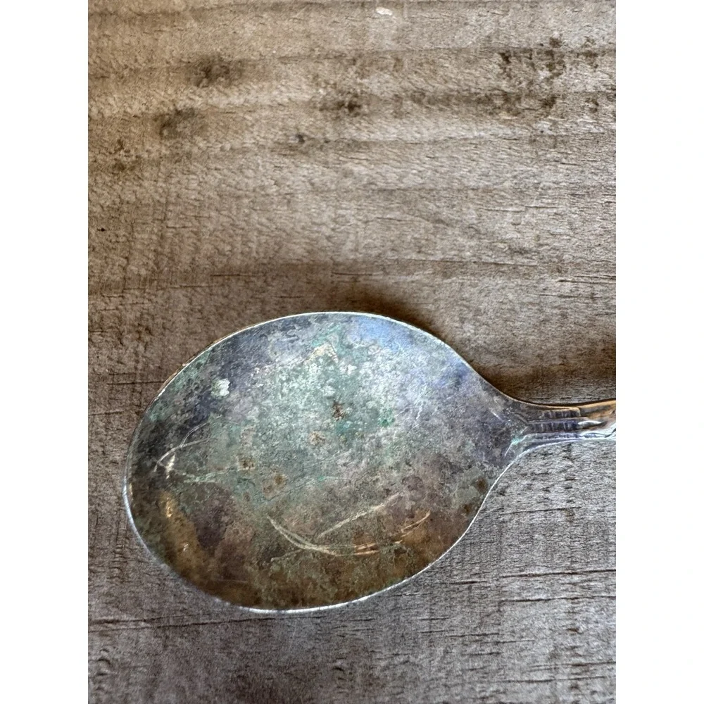 Vtg Silver-Plate WM Rogers‎ Birth Record Baby Spoon Stork Engraved Michael 1958